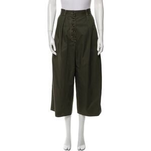 Goop G Label Cropped Wide Leg Pants 8 Green De La Cruz Pleated Made In Italy EUC